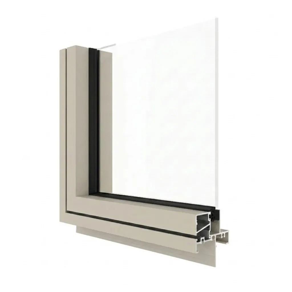 Domestic aluminium window frame, cut section